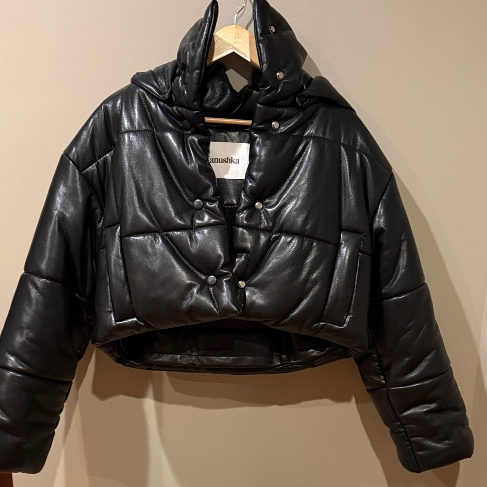 Nanushka Cropped Leather Puffer XS
